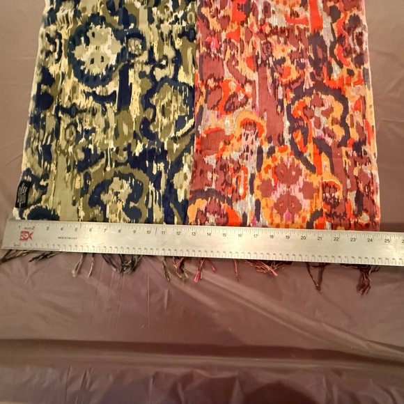 Etcetera by Carlisle Green/Orange Lightweight Contrasting Bohemian Scarf $178 - Picture 3 of 6